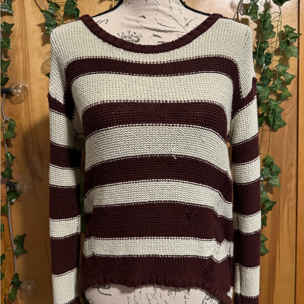 Burgundy and cream sweater
